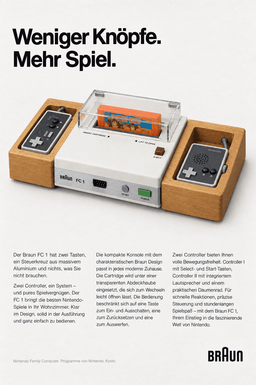 Period advertisement for the Braun × Nintendo FC 1