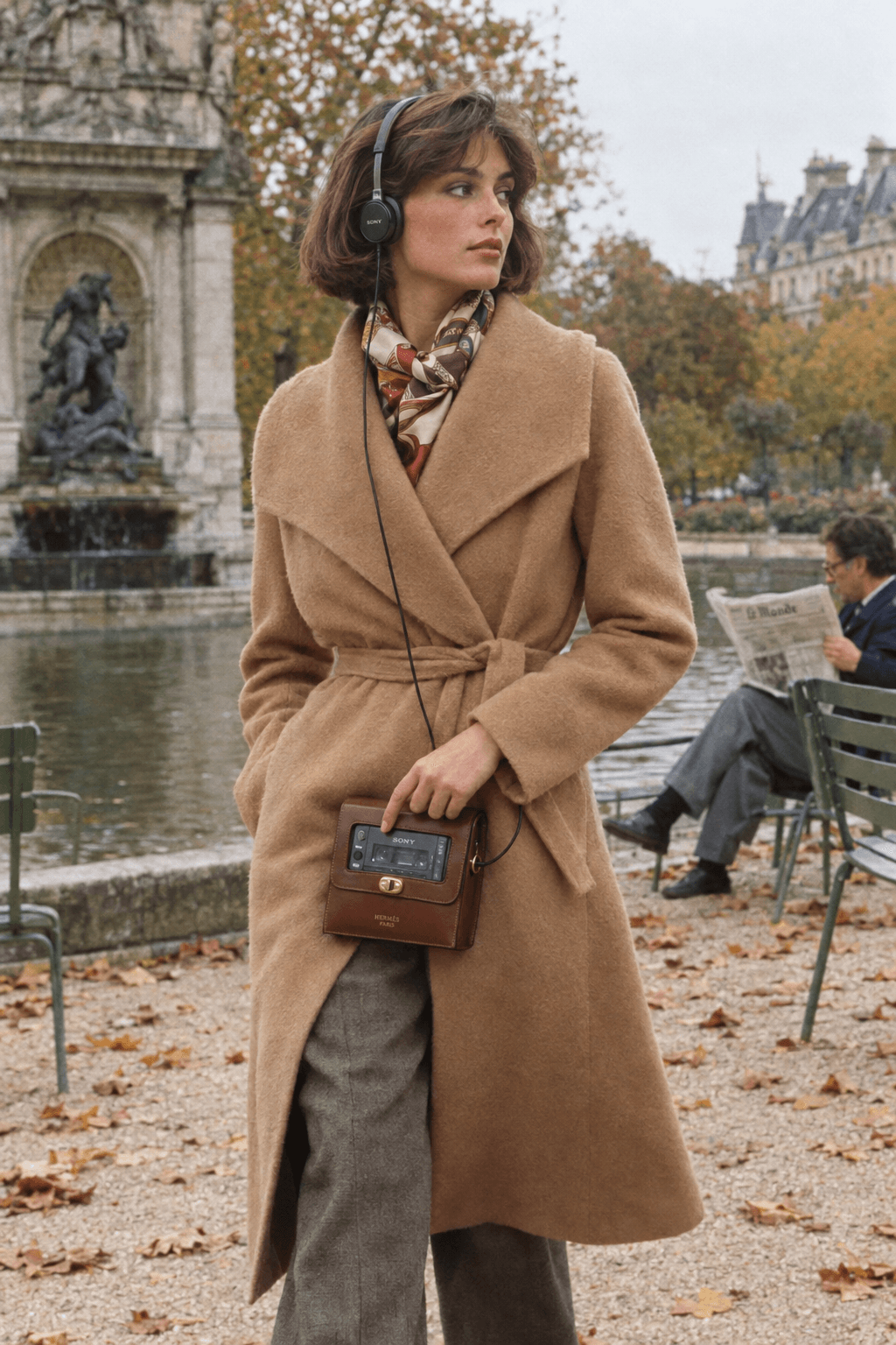 Hermès × Sony Sac Promenade WM-2H, in use