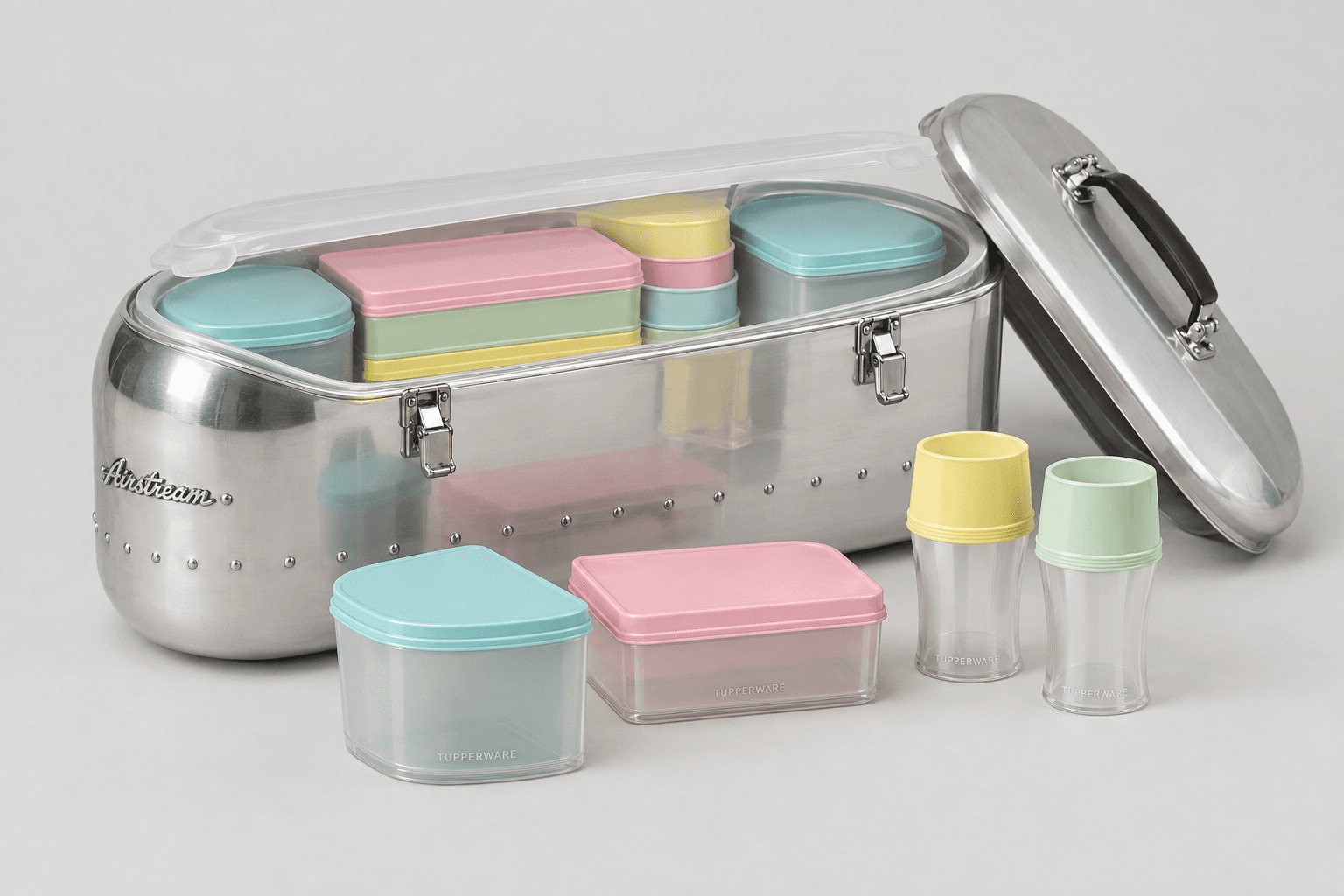 Tupperware × Airstream Wanderlier Galley Set, studio photograph