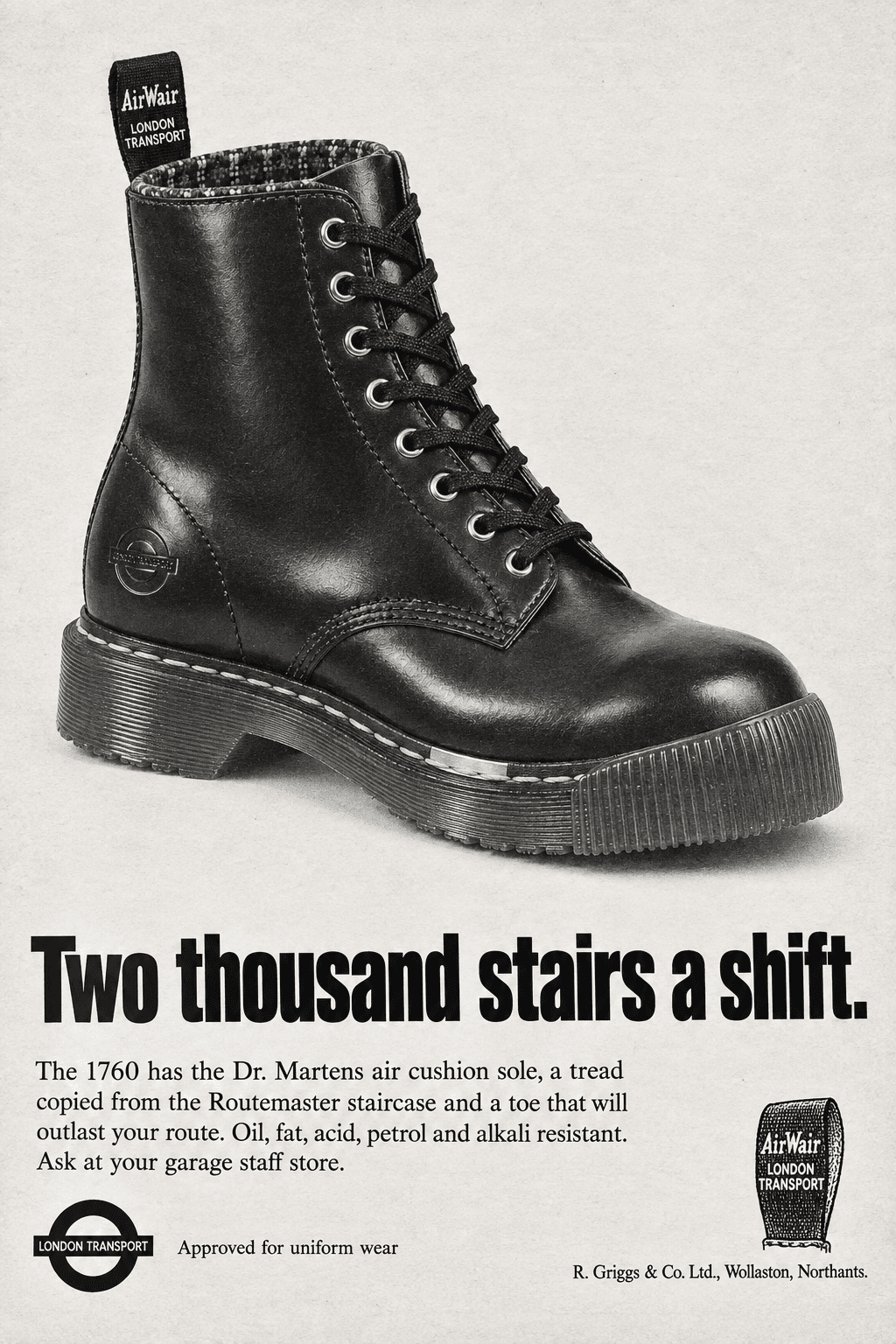 Period advertisement for the Dr. Martens × London Transport 1760