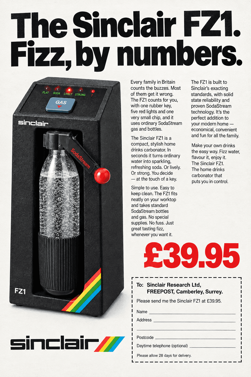Period advertisement for the Sinclair × SodaStream FZ1