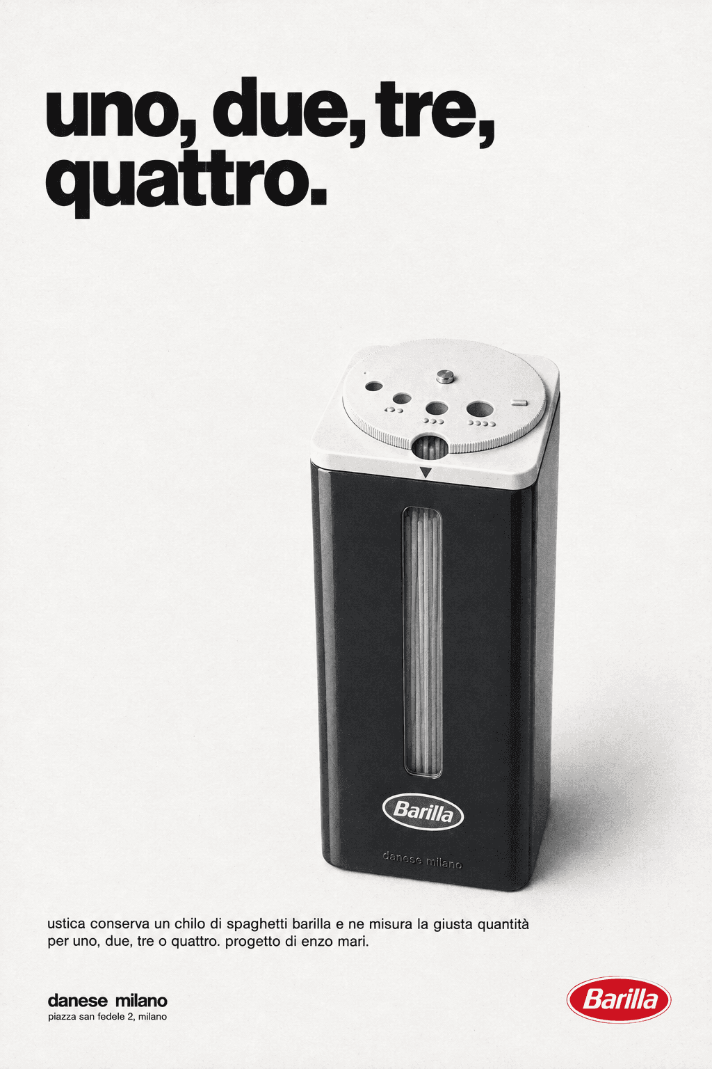 Period advertisement for the Danese × Barilla Ustica